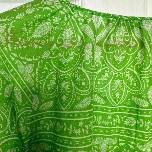Nicole Miller Boho Style Shirt Green & White Size Medium - Picture 16 of 16